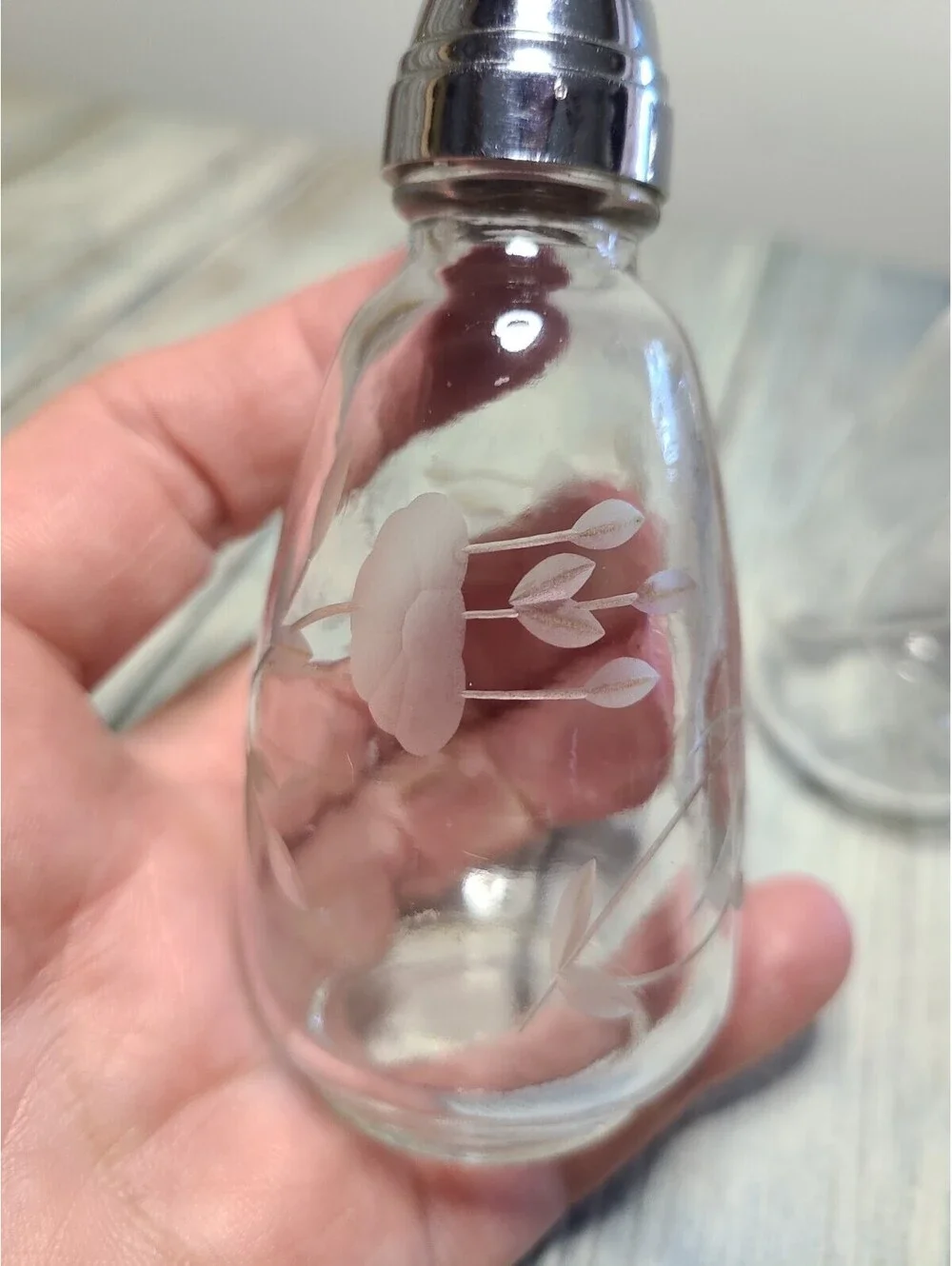 Vintage Etched Salt And Pepper Shaker